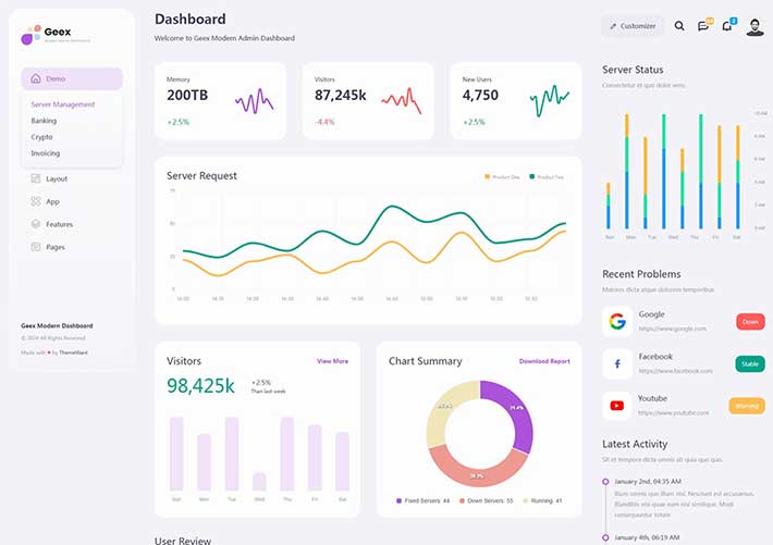 Admin管理系统后台管理模板前端框架网页HTML模板